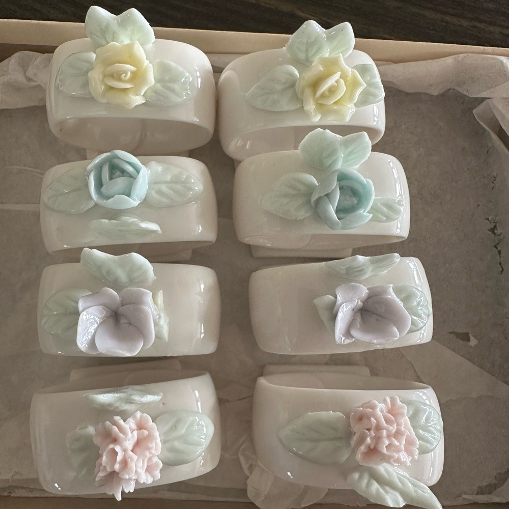 Vintage Ardalt Bone China Napkin Rings 8 pc Set